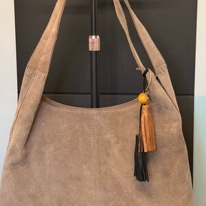 The Sak Tan Suede Hobo Bag with Tassel